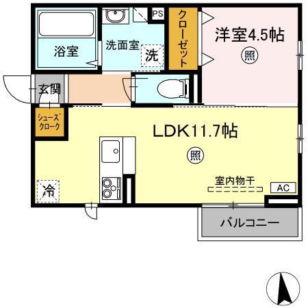 NAGOMI(1LDK/2階)の間取り写真