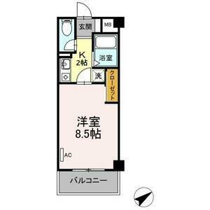 サン・ラモン本山(1K/2階)の間取り写真