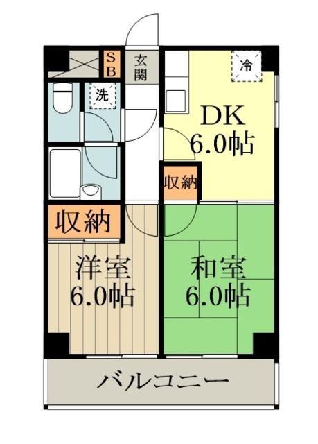 陽光台マンション(2DK/1階)の間取り写真