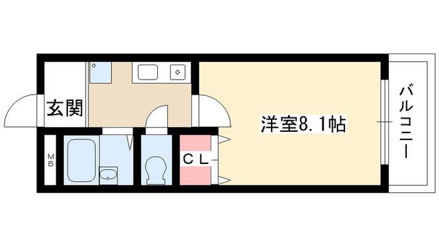 オアシス(1K/1階)の間取り写真