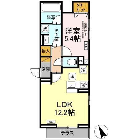 DーZEPHYR(1LDK/1階)の間取り写真