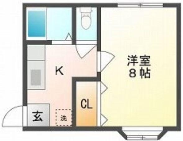 入江第二ビル(1K/2階)の間取り写真