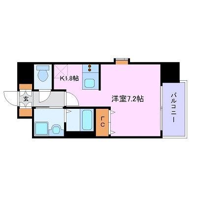 プレサンス名古屋駅前(ワンルーム/6階)の間取り写真