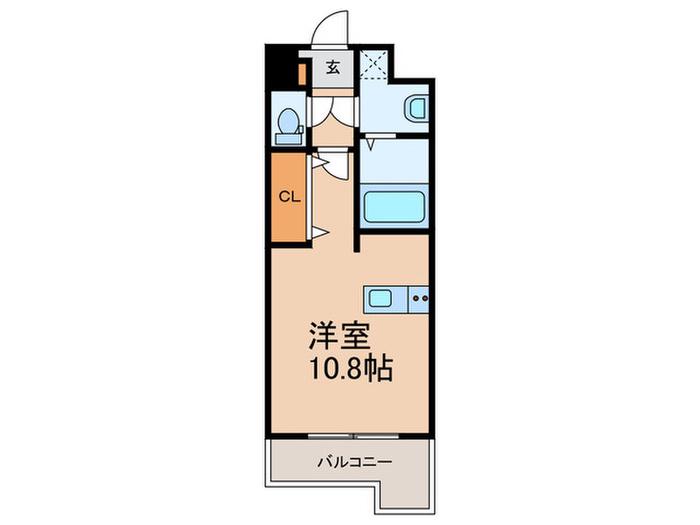 S-RESIDENCE六ツ門ABRイーストII(ワンルーム/8階)の間取り写真