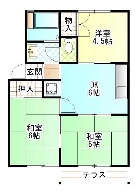 サンハイム早川(3DK/1階)の間取り写真