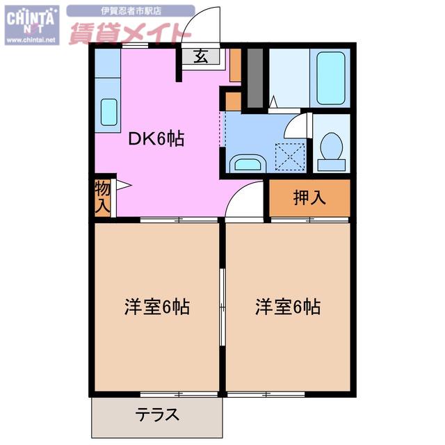 フラワーガーデンB(2DK/1階)の間取り写真