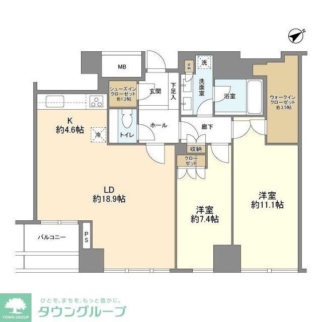 青山ザ・タワー(2LDK/20階)の間取り写真