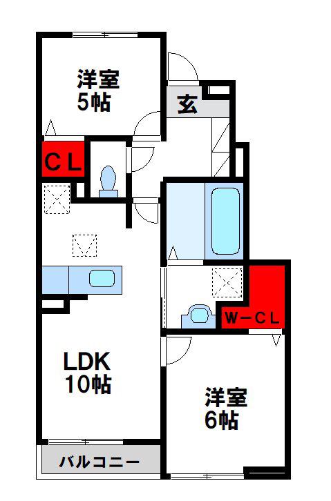 グランリオ(2LDK/1階)の間取り写真