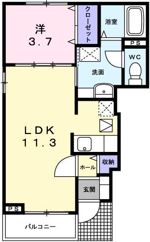 プロムナード大野(1LDK/1階)の間取り写真