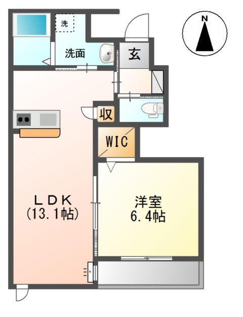 フィオーレ(1LDK/1階)の間取り写真