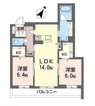 ジェンティーレ(2LDK/3階)の間取り写真