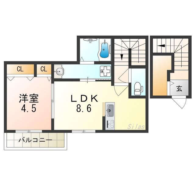 モモワンハウス(1LDK/2階)の間取り写真