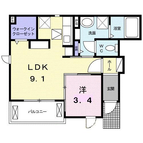 ドリーム凛(1LDK/1階)の間取り写真
