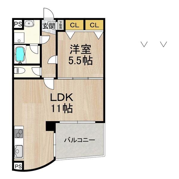 フェルザ今宮戎(1LDK/7階)の間取り写真