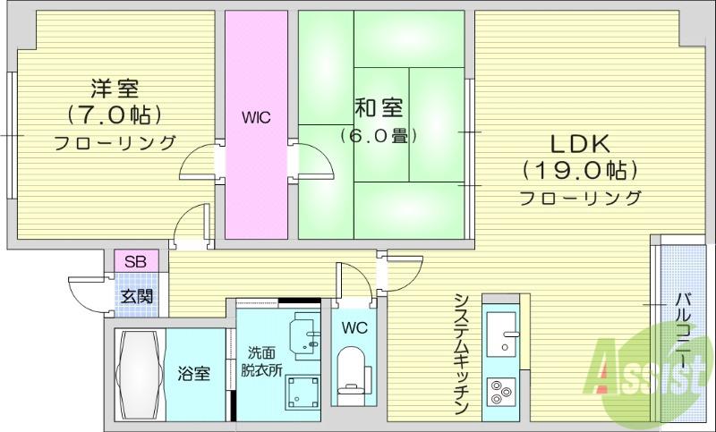 サンクレスト原町(2LDK/4階)の間取り写真