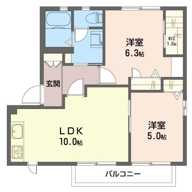 アンジェリークB(2LDK/2階)の間取り写真