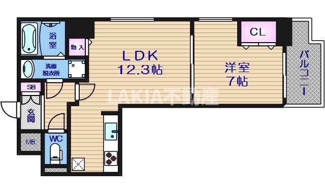セレッソコート南船場(1LDK/3階)の間取り写真