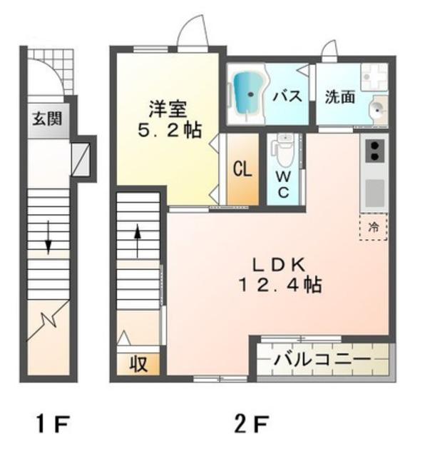 メゾン ド ソレイユ(1LDK/2階)の間取り写真