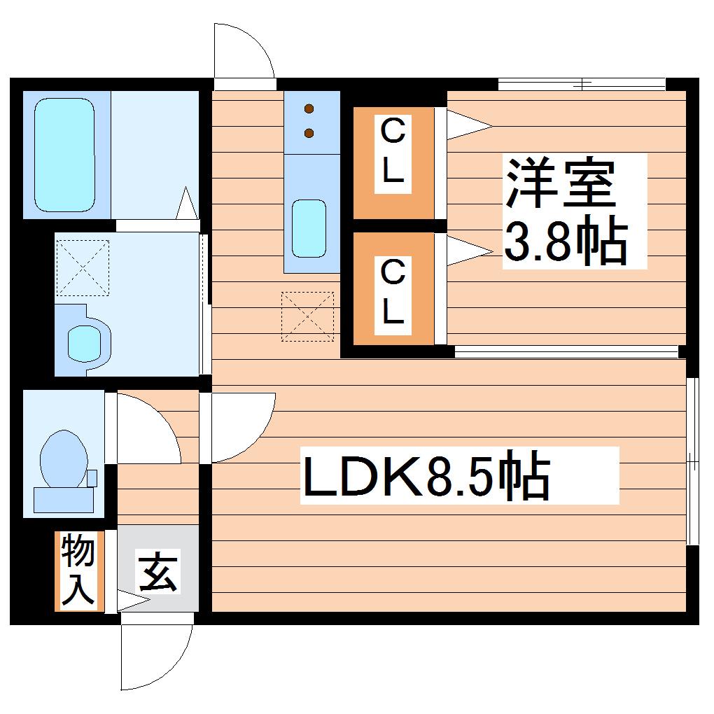 カスタムルーム福室(1LDK/1階)の間取り写真
