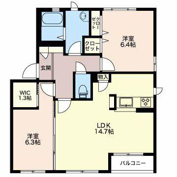 プラシィドパレス C棟(2LDK/2階)の間取り写真