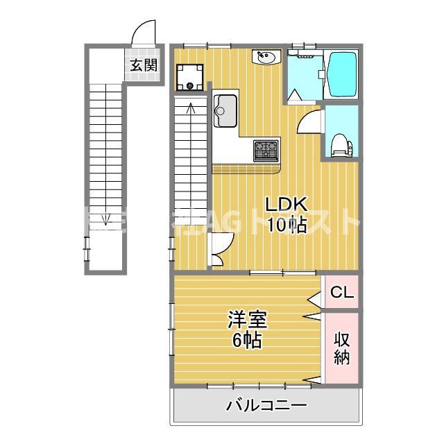 埼玉新都市交通伊奈線 吉野原駅 徒歩15分 2階建 築45年(1LDK/2階)の間取り写真