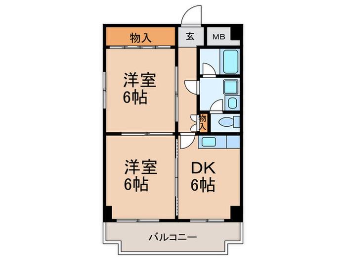 クリスタルメゾン麻香(2DK/3階)の間取り写真