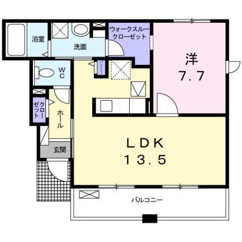 ベル・クラール(1LDK/1階)の間取り写真