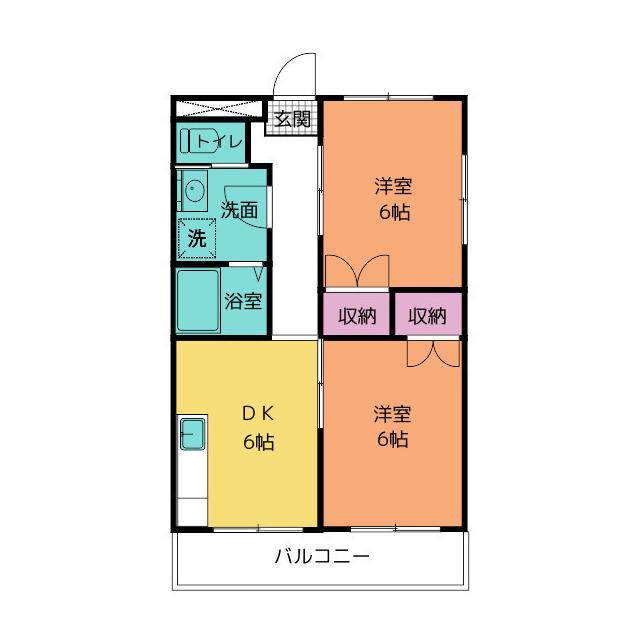 エムズマンション函南(2DK/3階)の間取り写真