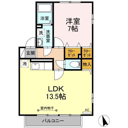 アミティエ(1LDK/1階)の間取り写真