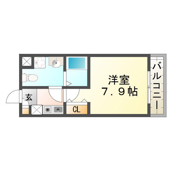 セルジュYS東園田(1K/3階)の間取り写真