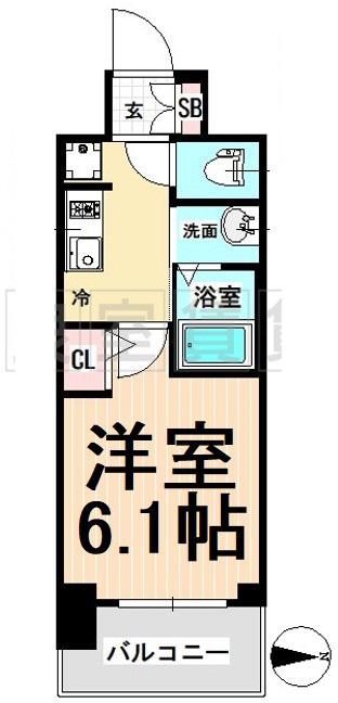 エステムコート名古屋栄プレシャス(1K/9階)の間取り写真