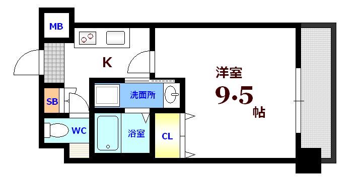 エイトバレー大手町パークレジデンス(1K/6階)の間取り写真