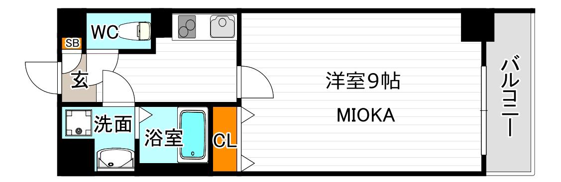 プロスペクト美章園(1K/5階)の間取り写真