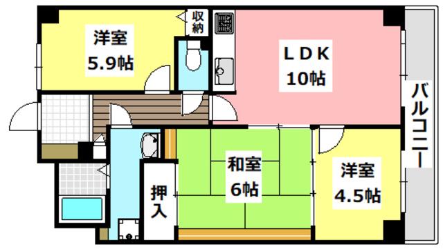 グレーシア大西(3LDK/3階)の間取り写真