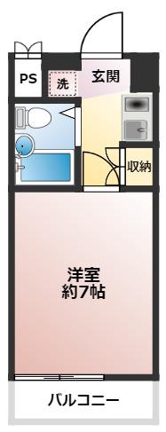 グランピア湘南(1K/5階)の間取り写真