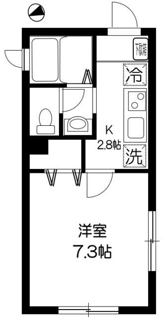 エミネンス千早(1K/1階)の間取り写真