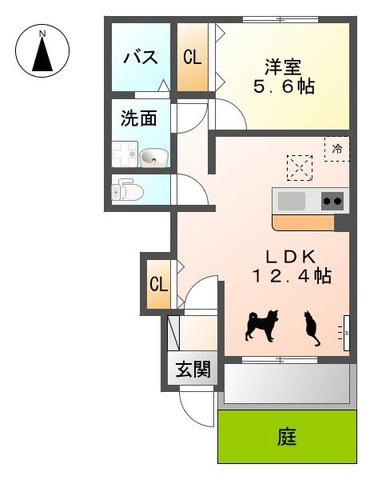 セントフィールド天神(1LDK/1階)の間取り写真