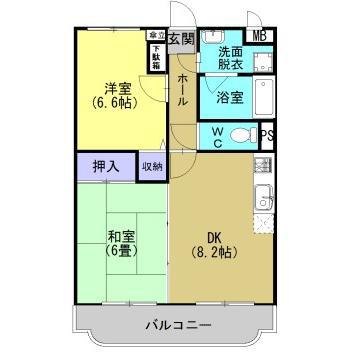 グランディール有村(2DK/1階)の間取り写真