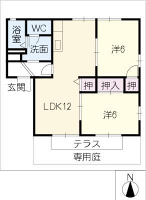 グリーンタウン奥田(2LDK/1階)の間取り写真