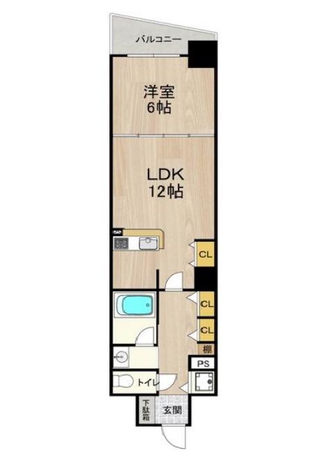 ルラーシェ難波(1LDK/7階)の間取り写真