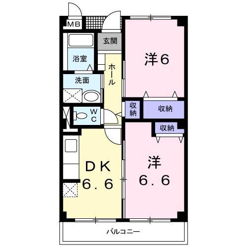 グラディオOTUNA(2DK/2階)の間取り写真