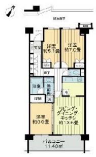 ヒルズ用賀TOKYO U CITY(3LDK/5階)の間取り写真