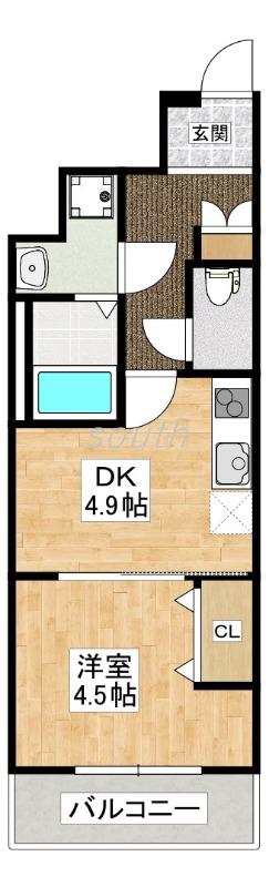 GARDENIA高井田(1DK/8階)の間取り写真