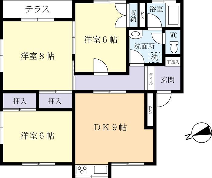 駅南コーポミツル6(3DK/1階)の間取り写真