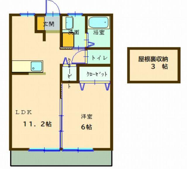 ブライトC(1SLDK/2階)の間取り写真