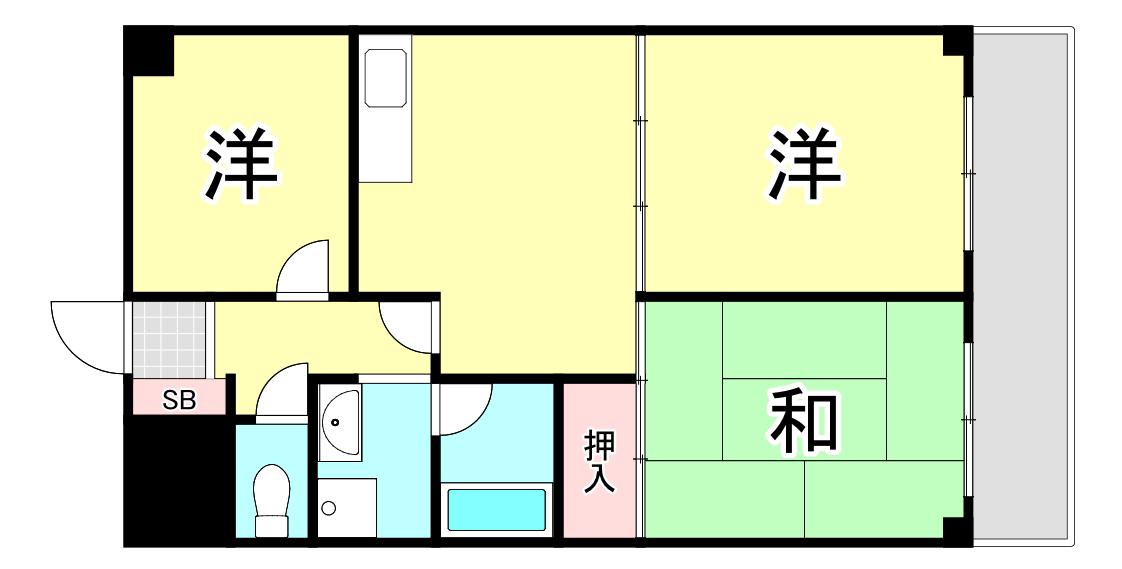ロイヤル浜芦屋(3DK/1階)の間取り写真