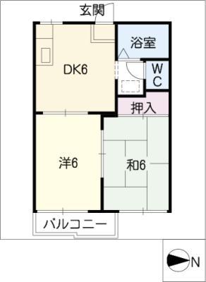 パークハウス(2DK/1階)の間取り写真