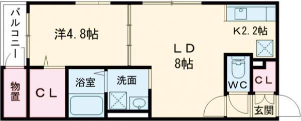 R.FORCE朝日町(1LDK/3階)の間取り写真