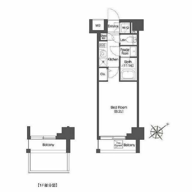 AIFLAT中目黒 部屋番号508(1K/5階)の間取り写真