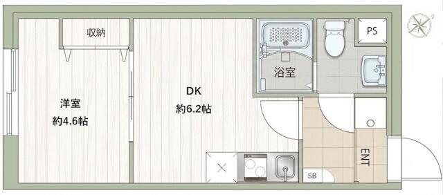 フラシア東武練馬(1DK/2階)の間取り写真